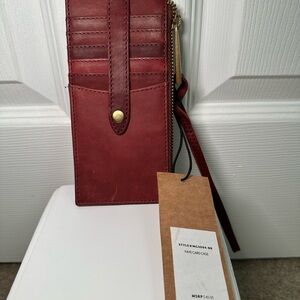 Elegant Red Leather Wristlet